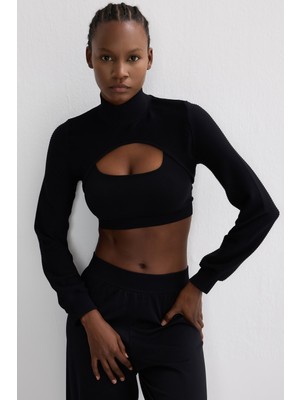 COMEUP 3 Boyutlu Örgü Dokulu Bolero Siyah