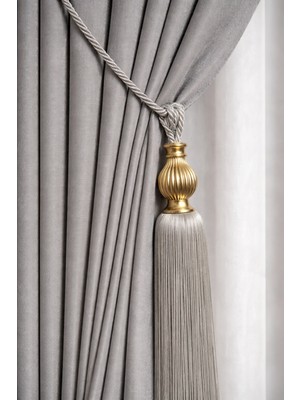 Cortibo Gold Kukalı Tavan Braçol Perde Toplama Aksesuarı Açık Gri