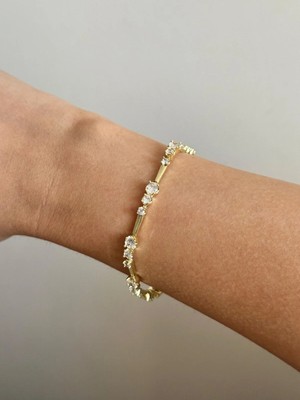 Çelik Üzeri Altın Kaplama Özel Seri Zirkon Bileklik