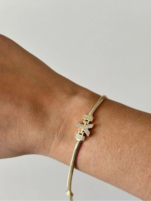 14K Çelik Üzeri Altın Kaplama Kuyumcu Işçiliği Harf Bileklik