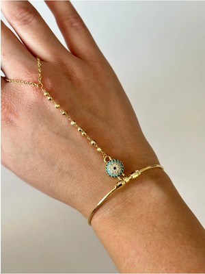 Çelik Nazar Boncuk Detaylı Şahmeran Bileklik