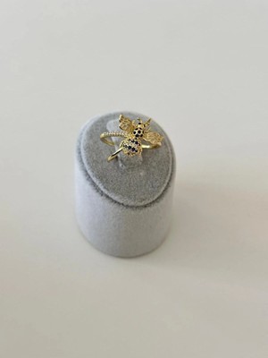 14K Çelik Üzeri Altın Kaplama Zirkon Taşlı Ayarlanabilir Yüzük