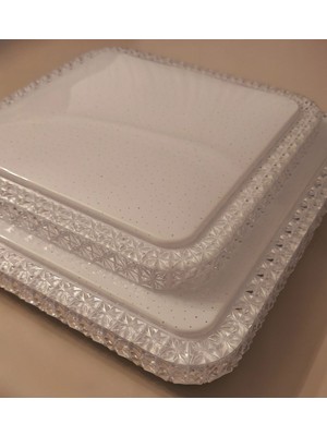 Leday Sıva Üstü LED Panel 42W Dekoratif Armatür Çift Kristal(Beyaz Işık 6500K) 43X43