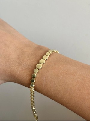 Çelik Üzeri Altın Kaplama Özel Seri Petek Bileklik