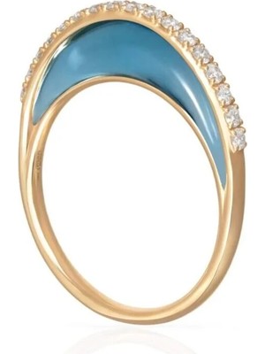 14K Çelik Üzeri Altın Kaplama Zirkon Taşlı Özel Seri Yüzük