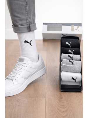 Puma Unisex Uzun 6'lı Çorap 41/46 - Siyah - Beyaz