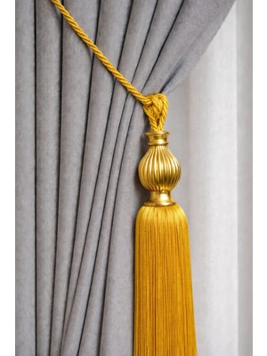 Cortibo Gold Kukalı Tavan Braçol Perde Toplama Aksesuarı Hardal