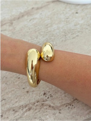 Kadın Çelik Üzeri Altın Kaplama Basic Kalın Kelepçe