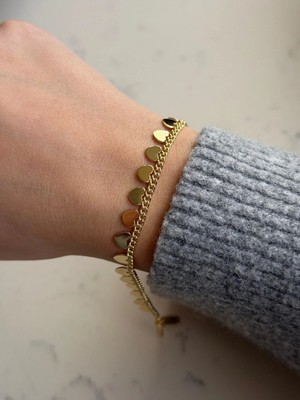 Çelik Kalp Detaylı Pul Bileklik