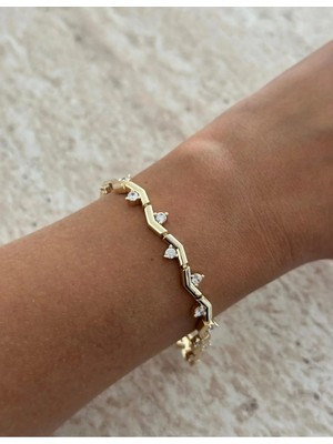 Çelik Gold Zirkon Özel Seri Kuyumcu Model Bileklik
