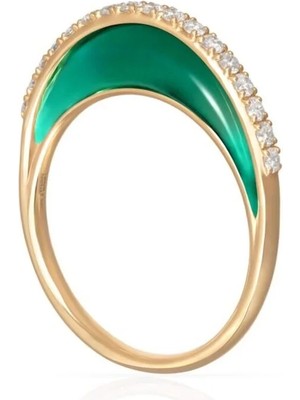 14K Çelik Üzeri Altın Kaplama Zirkon Taşlı Özel Seri Yüzük