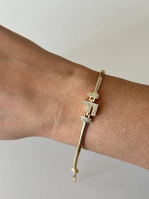 14K Çelik Üzeri Altın Kaplama Kuyumcu Işçiliği Harf Bileklik