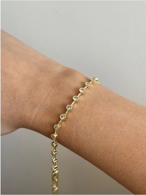 Çelik Üzeri Altın Kaplama Özel Seri Zirkon Bileklik