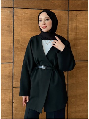Molly Nelly Kadın Kemerli Kimono Astarlı Şık Ceket