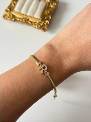 14K Çelik Üzeri Altın Kaplama Kuyumcu Işçiliği Harf Bileklik