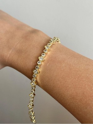 Çelik Üzeri Altın Kaplama Özel Seri Zirkon Bileklik