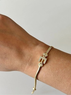 14K Çelik Üzeri Altın Kaplama Kuyumcu Işçiliği Harf Bileklik