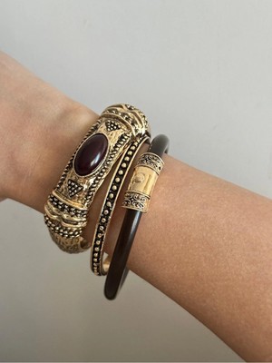 Çelik 3 Lü Set Zr Vintage Tasarım Kelepçe Bileklik