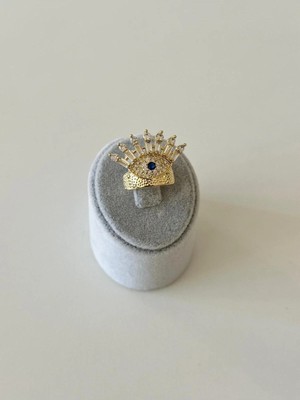 14K Çelik Üzeri Altın Kaplama Ayarlanabilir Zirkon Göz Yüzük