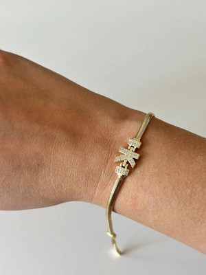 14K Çelik Üzeri Altın Kaplama Kuyumcu Işçiliği Harf Bileklik