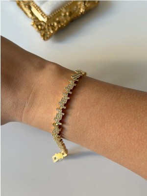 Çelik Gold Zirkon Taşlı Ritim Bileklik