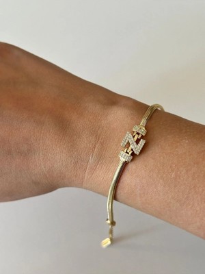 14K Çelik Üzeri Altın Kaplama Kuyumcu Işçiliği Harf Bileklik