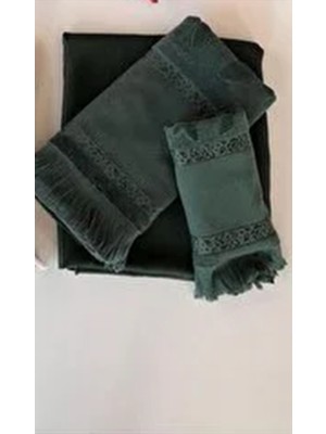 Sarra Antrasit - Analı Kızlı Etamin ve Kanaviçe Işlemelik Havlu
