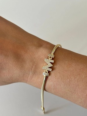 14K Çelik Üzeri Altın Kaplama Kuyumcu Işçiliği Harf Bileklik