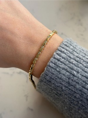 Çelik Zirkon Mini Petek Bileklik