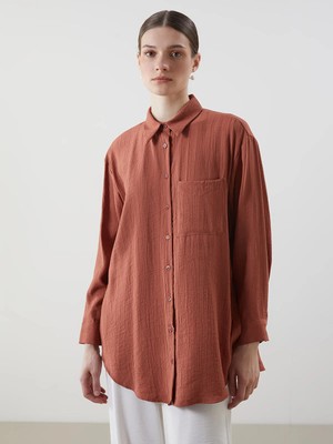 Lc Waikiki Yeni Sezon Dokulu Oversize Krinkle Kadın Gömlek Tunik