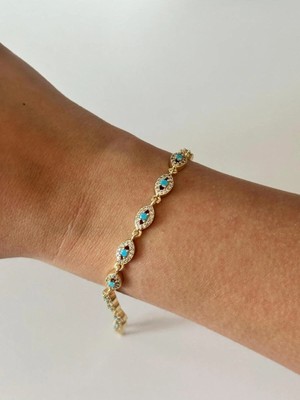 14K Çelik Üzeri Altın Kaplama Zirkon Taşlı Özel Seri Bileklik