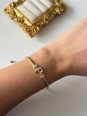 14K Çelik Üzeri Altın Kaplama Kuyumcu Işçiliği Harf Bileklik