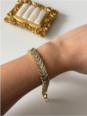 Çelik Özel Koleksiyon Balık Sırtı Zirkon Bileklik