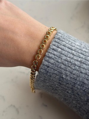 Çelik Gold Yıldız Detaylı Plaka Bileklik