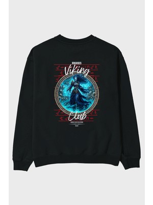 Ankhises Hel Arka Baskılı Oversize Sweatshirt Erkek Kadın Unisex