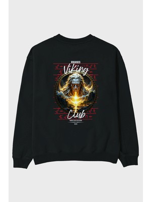 Ankhises Viking Mitolojisi Serisi 15 Arka Baskılı Oversize Sweatshirt Erkek Kadın Unisex