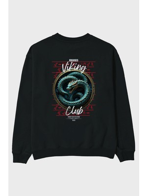 Ankhises Viking Mitolojisi Serisi 25 Arka Baskılı Oversize Sweatshirt Erkek Kadın Unisex