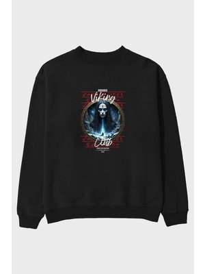Ankhises Viking Mitolojisi Serisi 11 Ön Baskılı Oversize Sweatshirt Erkek Kadın Unisex
