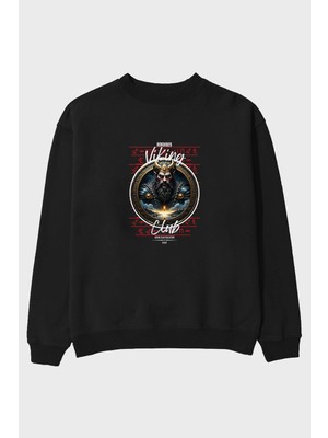 Ankhises Viking Mitolojisi Serisi 7 Ön Baskılı Oversize Sweatshirt Erkek Kadın Unisex