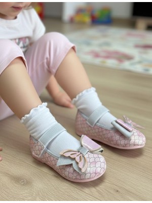 Surpie Shoes Çocuk Renkli Babet, Çocuk Abiye Babet, Kaymaz Tabanlı Çocuk Babet, Denizkızı Babet