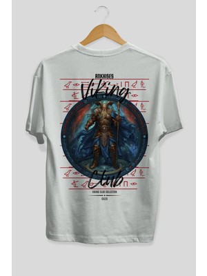 Ankhises Heimdall Arka Baskılı Beyaz Oversize T-Shirt Erkek Kadın Pamuk Bisiklet Yaka Tişort