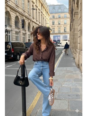 Jadewear Keten Look Owersize Gömlek