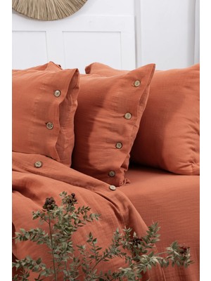 Şaheser Home Collection Vetro Müslin Nevresim Takımı, Düğmeli Tasarımlı, %100 Pamuk Müslin Kumaş, 6 Parça Yatak Odası Seti