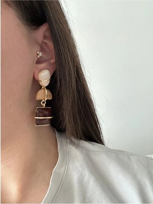 Çelik Sallantılı Kahve Salin Küpe