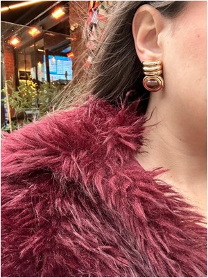 Çelik Kulin Kahverengi Küpe