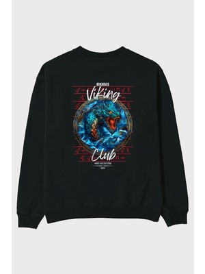 Ankhises Jörmungandr Arka Baskılı Oversize Sweatshirt Erkek Kadın Unisex
