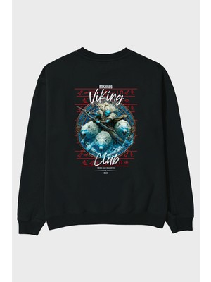 Ankhises Skadi Arka Baskılı Oversize Sweatshirt Erkek Kadın Unisex