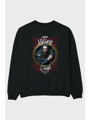 Ankhises Viking Mitolojisi Serisi 12 Arka Baskılı Oversize Sweatshirt Erkek Kadın Unisex