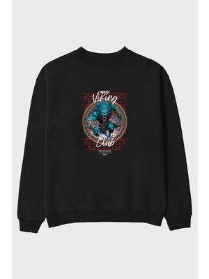 Ankhises Fenrir Ön Baskılı Oversize Sweatshirt Erkek Kadın Unisex