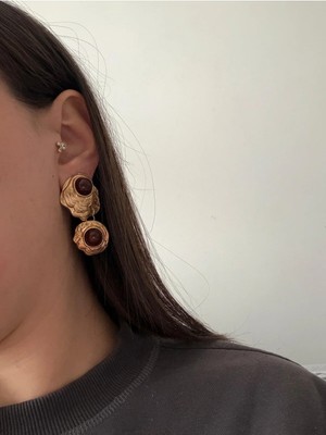 Çelik Gold Kahve Kray Küpe